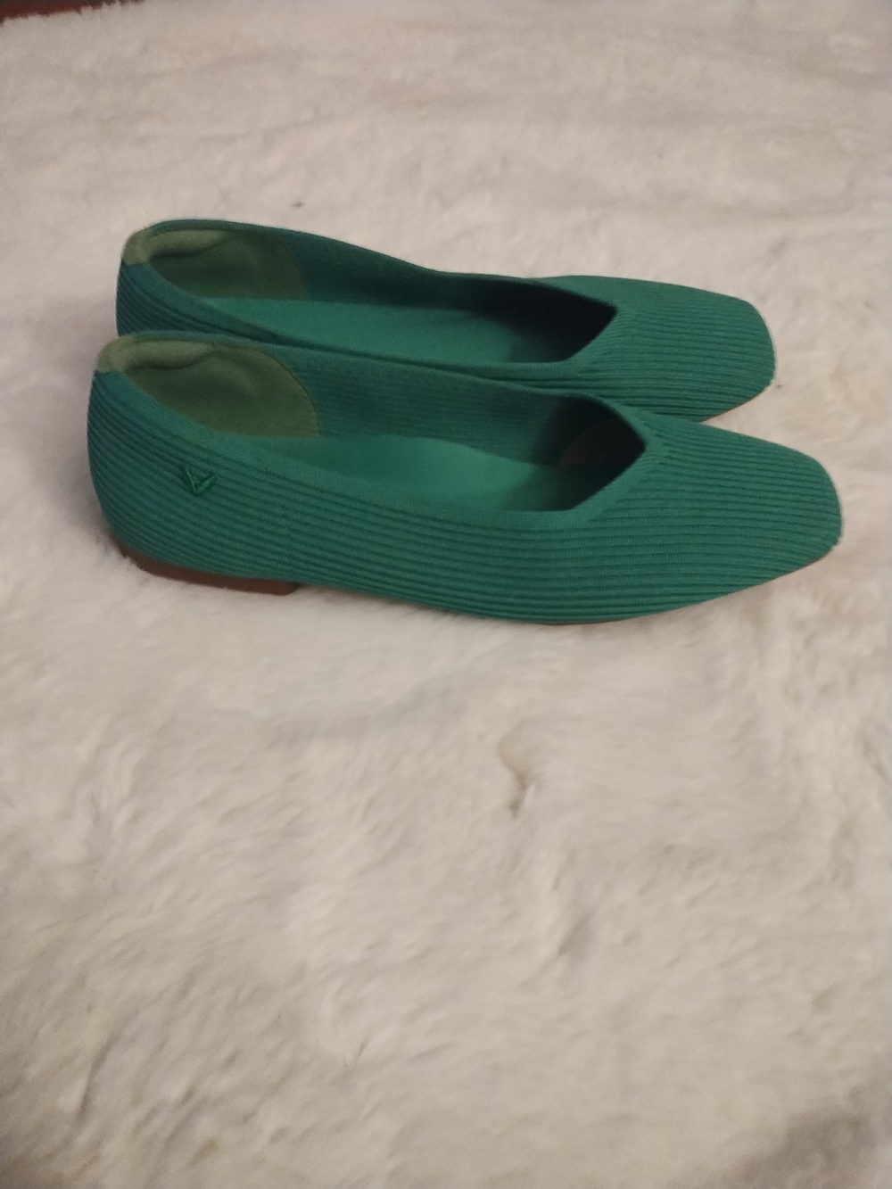 Ribbed Teal Women's Slip-On Ballet Flats